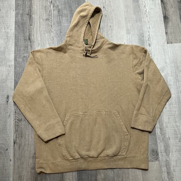 Two Jupiters Blank Hemp Hoodie Beige Tan Mock Neck Drawstring Pull Over 2XL - Picture 1 of 6